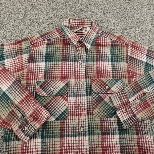 VTG Five Brother Shirt Mens M Red Green Plaid Flannel Button Up Workwear 90s USA - Picture 2 of 8