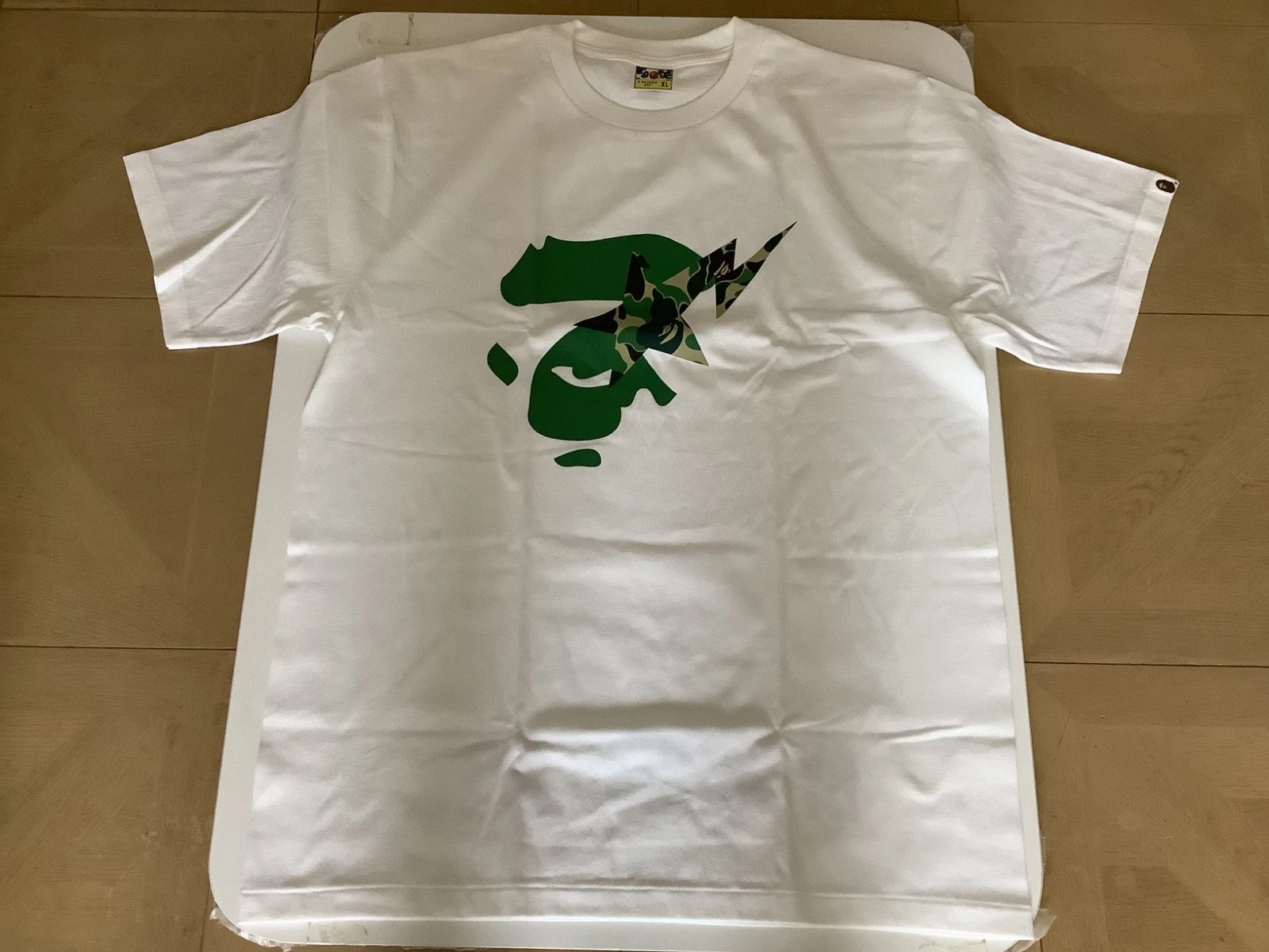 A BATHING APE (BAPE) T shirt maglietta autentica a bathing ape bape abc camo ape face sta bianca verde XL