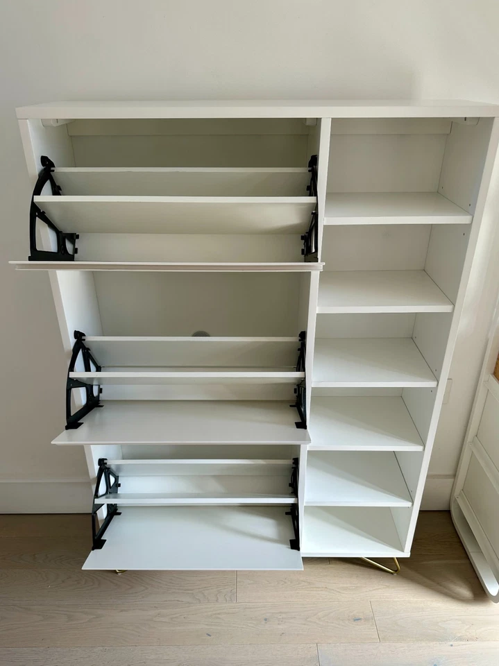 Made.com Shoe Cabinet White with Gold legs Excellent Condition read descriptions - Image 3 of 4