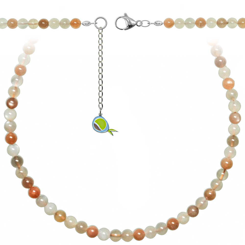 Collier pierre de lune orangée perles 6 mm pour sublimer vos tenues d'été