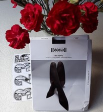 Wolford Rey 14882 Pinstriped Tights in BLACK / White 50d Sz Large Love Wolfords