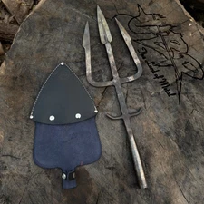 UBR CUSTOM HANDMADE D2 TOOL STEEL TRIDENT SPEARHEAD, SHIVA TRISHUL WITH SHEATH