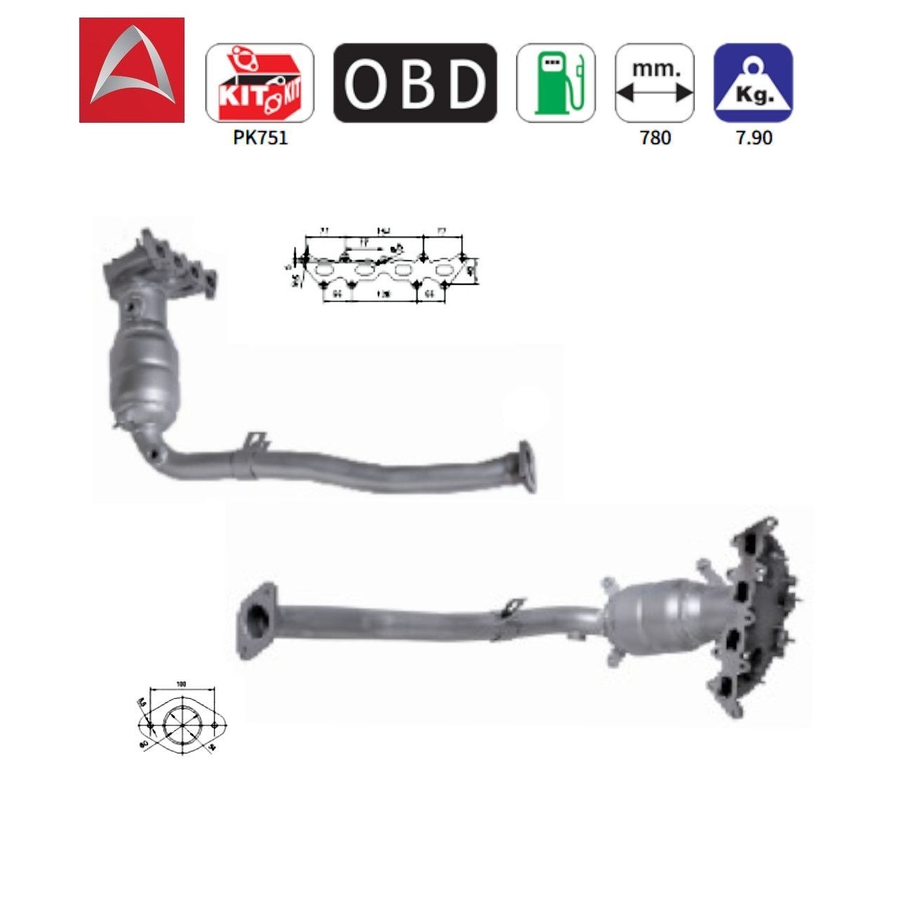 Catalyseur FIAT Stilo 1.4 16V pot catalytique échappement Stilo Multi Wagon 1368