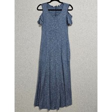 Soft Surroundings Electra Cold Shoulder Maxi Dress Size XS Heather Blue