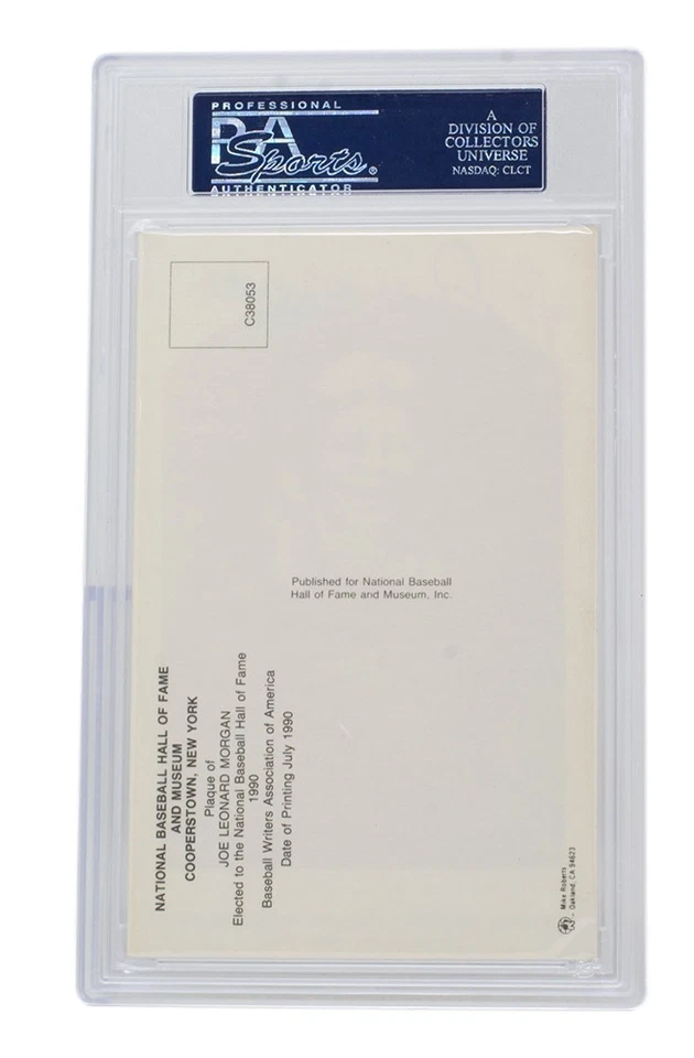 Joe Morgan Signed Slabbed Astros Hall of Fame Plaque Postcard PSA/DNA NM MT 8 - Image 2 of 4
