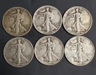 Lot of (6) Walking Liberty Half Dollars 90% Silver Halves