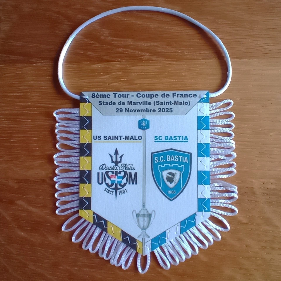 SAINT MALO / BASTIA (8e Tr Coupe de France 2026) - Fanion en tissu, neuf - Photo 1/1