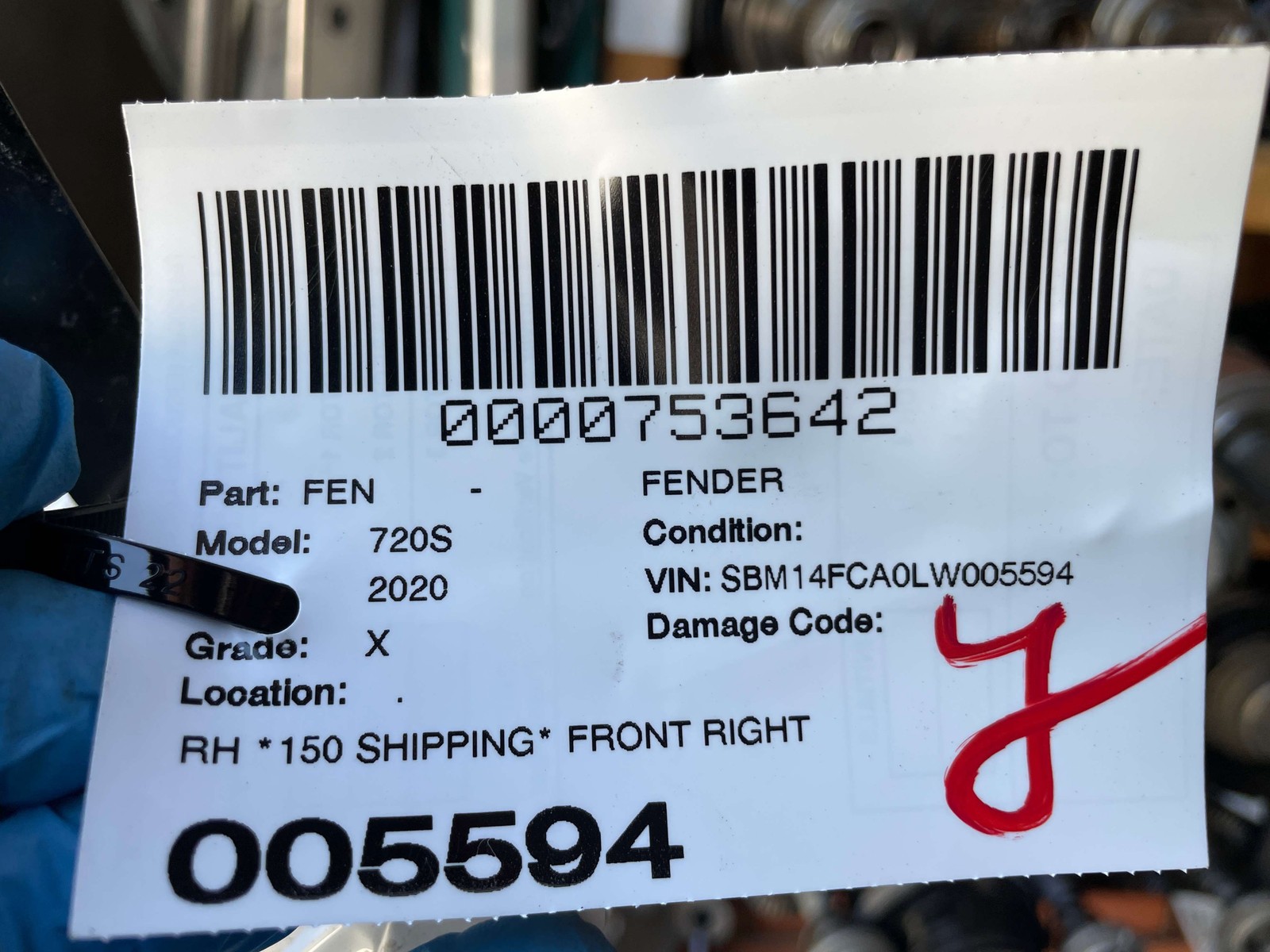 2018-2023 MCLAREN 720S FRONT RIGHT FENDER PANEL SILVER *DENT*