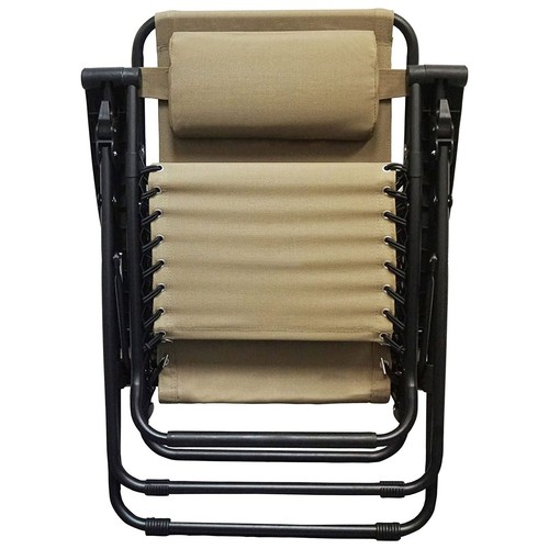 Sillón plegable para camping patio exterior gravedad cero caravana, beige (caja abierta) - Imagen 6 de 12