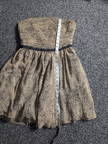 Guess Mini Dress Size 8 Victoria Brown Leopard Tulle Ruched Cocktail Chiffon - Picture 6 of 7