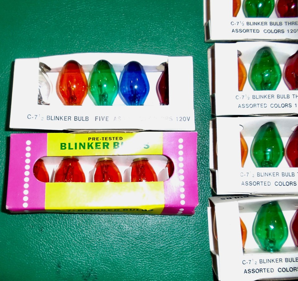 25 BULBS 7 VTG PACKS CHRISTMAS Multi Color BLINKER C 7 1/2 UNUSED in ...