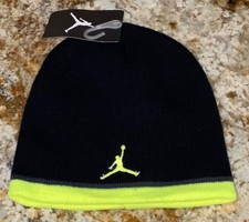 NIKE Jordan Jumpman Knit Beanie Black Volt Grey Hat Kids Youth Boys Girls O/S