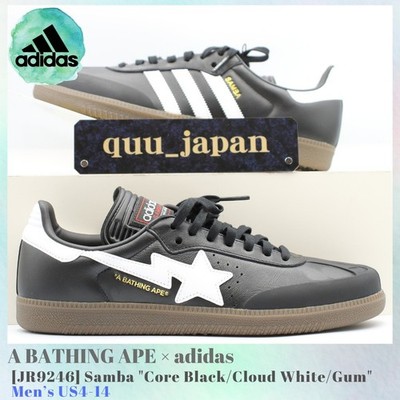 A BATHING APE x adidas Samba Core Black / Cloud White JR9246 Men's US4-14 NEW