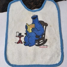 Vintage Sesame Street Cookie Monster Bib Muppets Inc Blue Trim