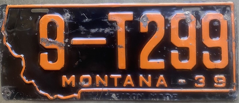 1939 Montana Truck License Plate Nice Original