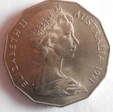 1971 AUSTRALIA 50 CENTS - High Quality Coin - FREE SHIPPING - Australia Bin #C