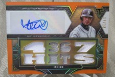 ICHIRO AUTOGRAPH TRIPLE JERSEY 2022 TOPPS TRIBUTE ALL-TIME HITS RELIC #'d 17/18