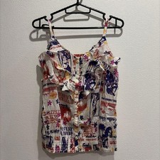 HYSTERIC GLAMOUR Camisole All Over Printed Hys Girl Frill Heart Button Y2K Japan