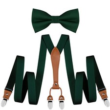 Men's Suspender and Bowtie Set Elastic Band Braces for Wedding Formal