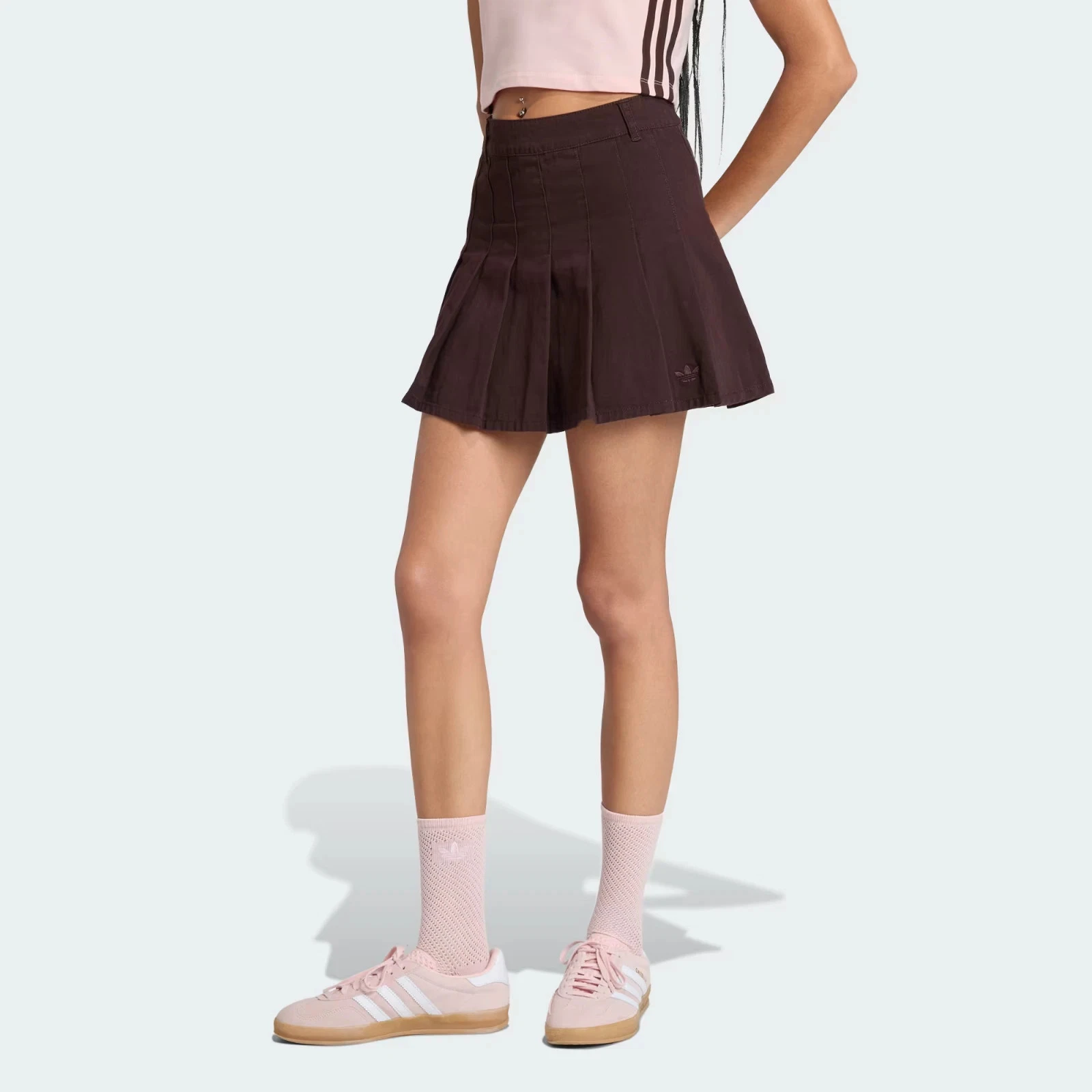 adidas Originals Women's TWILL PLEATED Comfort SKIRT Brown