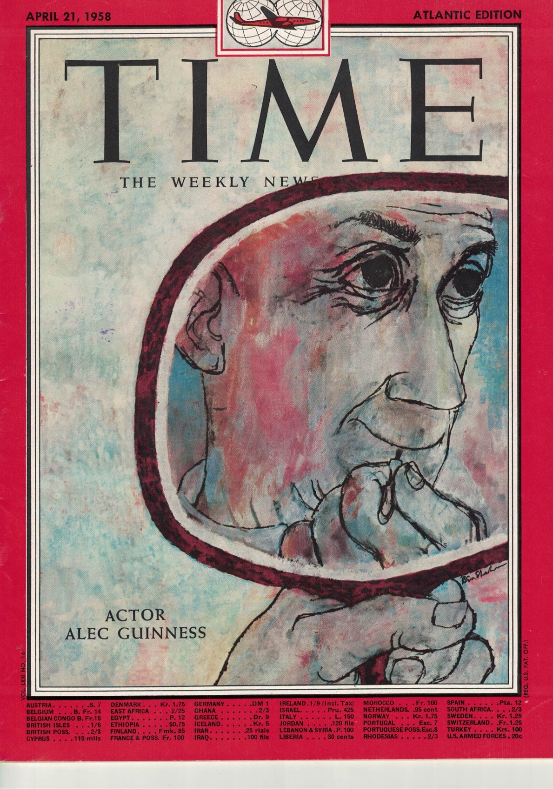 Alec Guinness Actor TIME Magazine 1958 April 21 Vintage Collection
