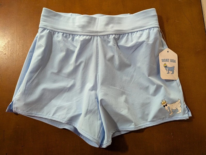 GOAT USA Women Woven Shorts XL Carolina Blue Athletic Built-In Liner NWT