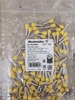 100 Pack  Weidmuller 10 AWG Push-In Connecting Terminals 9019220000