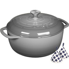 Enameled Cast Iron Dutch Oven - Umite Chef 6QT Pot with Lid Cotton Potholders -
