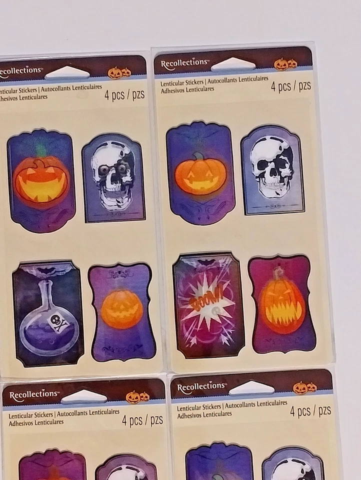 Recollections Lenticular Halloween Sticker Lot- Skull, Pumpkins Poison 4 pks New - Image 2 of 4