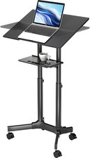 Height Adjustable Portable Mobile Laptop Desk with Storage, Tilting Surface