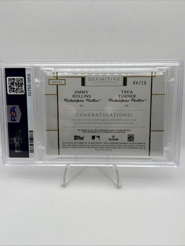 2024 Topps Definitive Jimmy Rollins Trea Turner Dual Auto /10 Phillies Psa9 -J - Picture 2 of 2