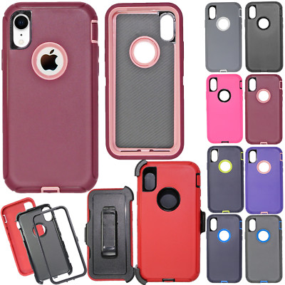 Case Cover For iPhone XR Armor Protective Tough Shockproof Dual-layer Belt clip