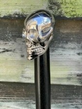 Designer Antique Brass Skull Head Handle Style BLACK Wooden Walking Stick Cane