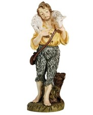 PERSONAGGIO PECORAIO PER PRESEPE DA CM 30 IN MARMO RESINA PRODUZIONE ITALIANA 