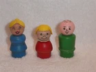Fisher Price Little People Vintage Wood Family Lot: Dad, Mom, Blonde Red Girl