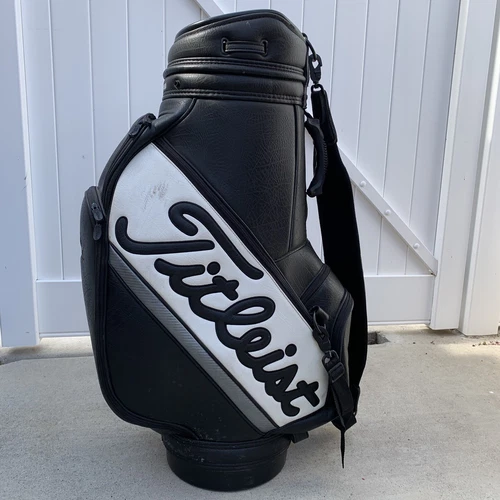 Vintage Titleist Staff Golf Bag Classic Black White Leather 6 Way Divider