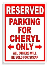 Personalized Parking Sign Wall Decal Metal Sign No Parking Customized CHERYL
