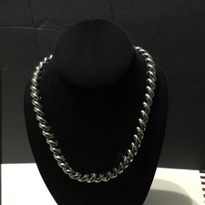 BEAUTIFUL Vintage Silver Tone Choker Smooth Slanted Domed Oval Links Necklace