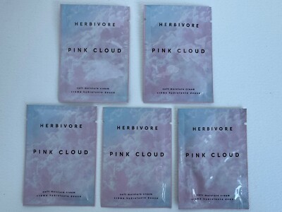 Lot 5 X Herbivore Pink Cloud Soft Moisture Cream Sample Packets .06oz, 2mL Each