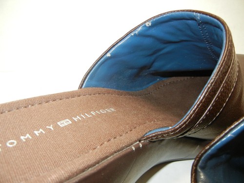 Tommy Hilfiger Women's Clog Wedge Shoes Size 9 1/2 M Closed Toe Leather Brown - Picture 3 of 6