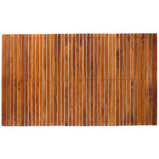 Nordic Teak Extra Large Oiled Teak Wood Shower/Bath String Mat w/Rubber Footing