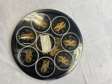 NEW Vintage Hand Screened Norex American Eagle Drink Coasters Tray NOS 9 piece