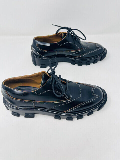 Balenciaga 37 1/2 Black Leather Silver Staple Derby Shoes | eBay Balenciaga 37 1/2 Black Leather Silver Staple Derby Shoes | eBay