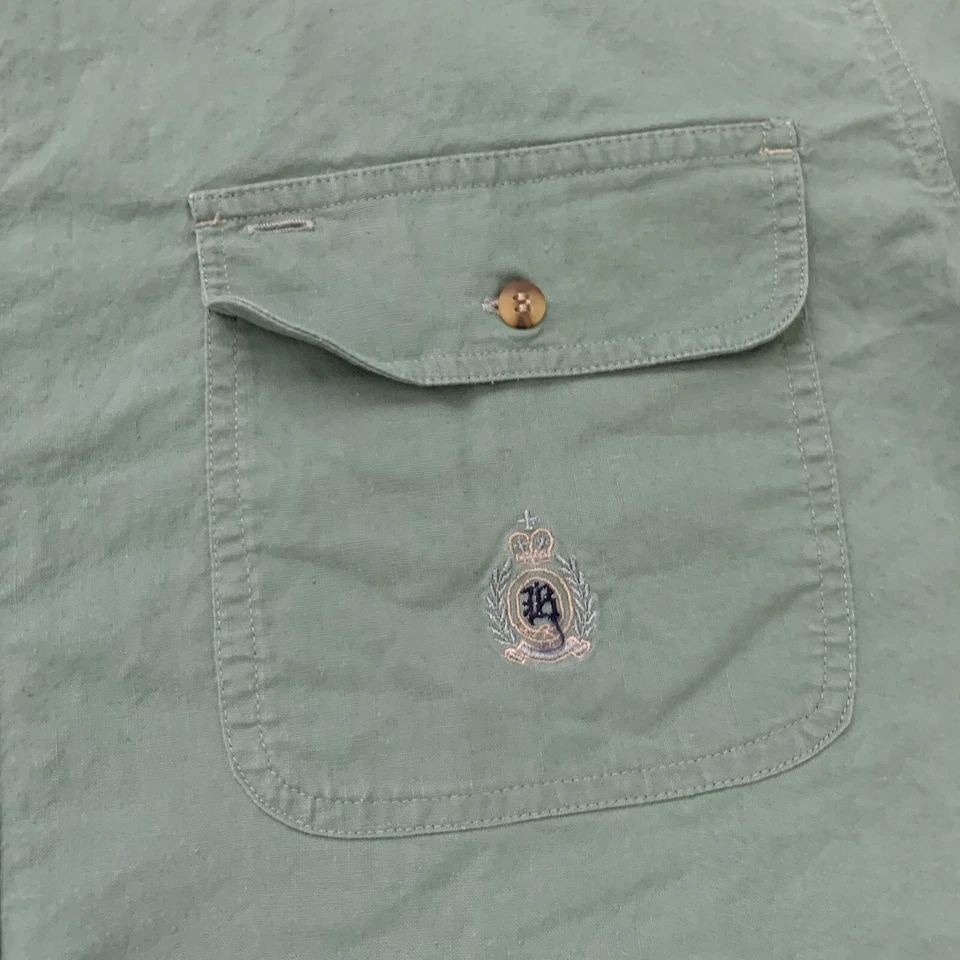 Vintage Bugle Boy Button Up Shirt Size L Crest Embroidered Logo Short Sleeve - Image 4 of 4