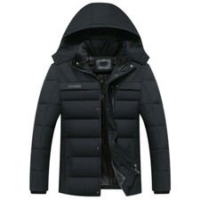 Men Puffer Jacket Hooded Down Coat Cotton Padded Winter Warm Outwear Fashion SPW