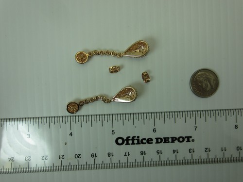 Nuovo Argento Placcato Oro Rosa Zircone Cubico Orecchini Pendenti - Foto 6 di 9