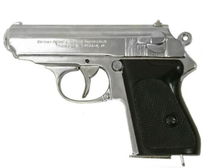 Denix Non-Firing Nickel Finish Walther PPK James Bond 007 Prop Gun
