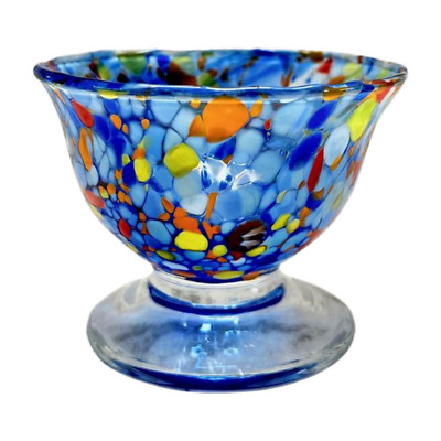 Small Blue Murano Glass Dessert Dish, Perfect for Gelato; Made in Venice, Italy