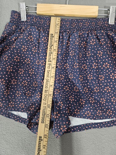 American Outback Girls Youth XL 18 Runner Shorts Athletic Blue Pink Floral - Picture 3 of 8