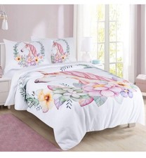 NEW Urbane Linen Unicorn Bedding Set Girls 3 Piece Twin Size